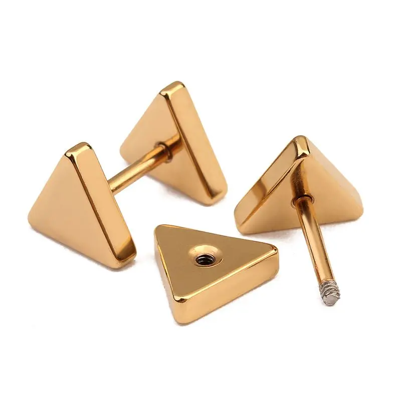 Steel Silver Color Metal Unisex Punk Triangle Screw Back Stud Earrings For Women Men Earring Jewelry Boy Girl Party Orecchini