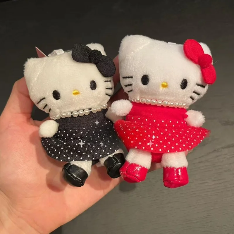 

НОВАЯ коллекция Sanrio в горошек hello kitty, плюшевая игрушка-подвеска, жемчужная, черная, красная юбка, серия ME, KT, рюкзак с котом, подвеска, подарок для девочки