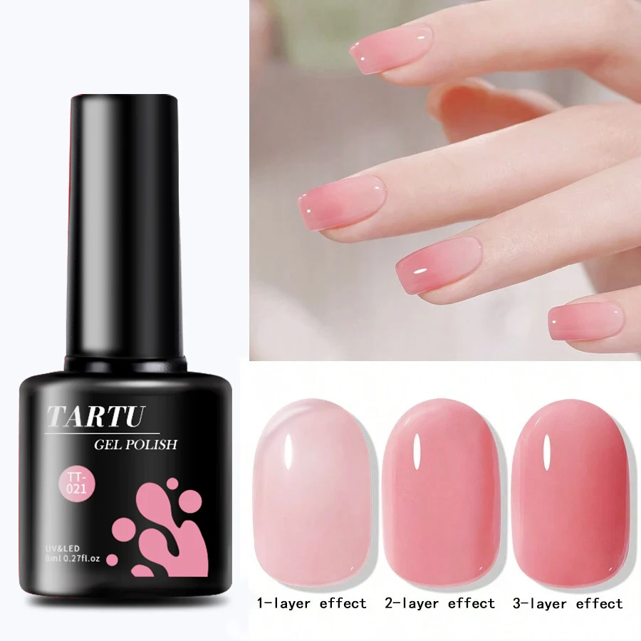 

TARTU 8ml Semi Permanent Jelly Gel Nail Polish Black White Pink Natural Nude Nails Art Soak Off UV/LED Varnish Nail Art