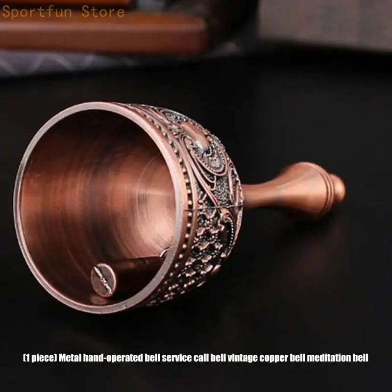 Manual Ring Hand with Decorative Embossed Body for Front Desk Calling Meditation Corner and Tabletop Display X7JD