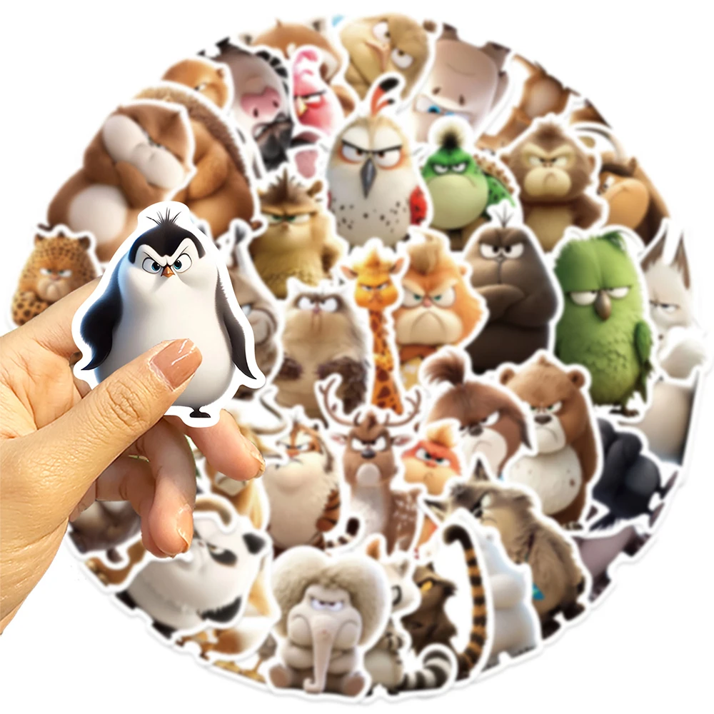 

10/30/50pcs Cartoon Angry Animals Stickers Funny Creative Graffiti Decals DIY Water Bottle Notebook Phone Sticker for Kids Toy