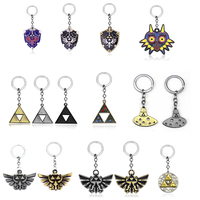 Zeldas Keychain Necklace Brooch Jewelry Set Hylian Shield Breath of The Wild Sheikah Eye Majora's Mask Sword Triforce Keyring