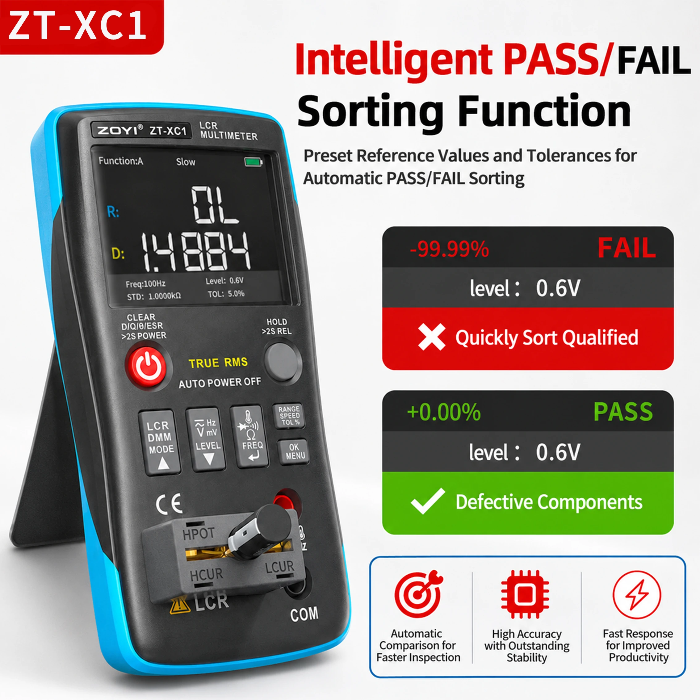 ZOYI XC1 New Generation LCR Bridge Multimeter Precision Measurement Voltage Resistance Diode for Electrician Repair