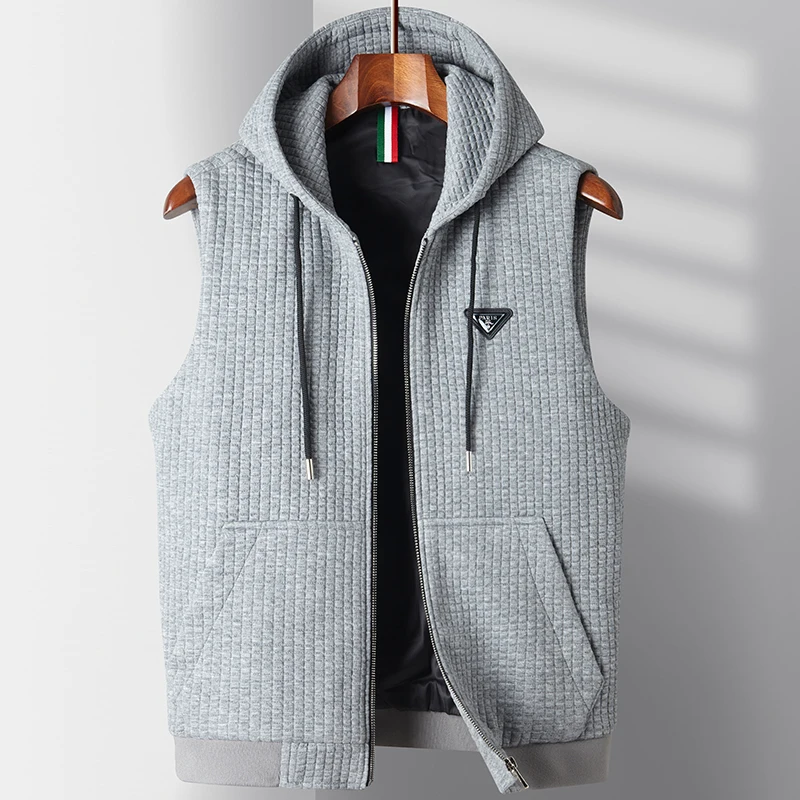 

New High-end Fashion Handsome Waistcoat Men's Trend Hoodie Wear Korean Version of The Trend Hooded Sleeveless Vest Casual Vest