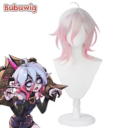 Bubuwig Synthetic Hair Briar Cosplay Wigs Game LOL Briar 40cm Women Medium Long Straight White Mixed Pink Wig Heat Resistant