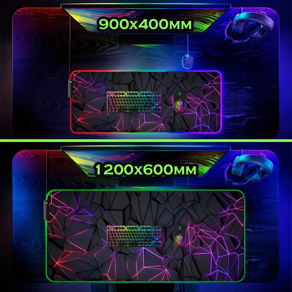 Коврик для мыши Gamer Rgb LED Mausepad Speed 900x400 Коврик для мыши 800x300 Большие коврики 1000x500 мм Игровые аксессуары Освещение Резиновые коврики