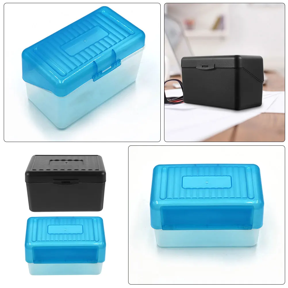 

2pcs 3x5 Inch PP Business Card Storage Box Black Blue Desktop Organizer for Office Practical Tidy Solution Card Holder