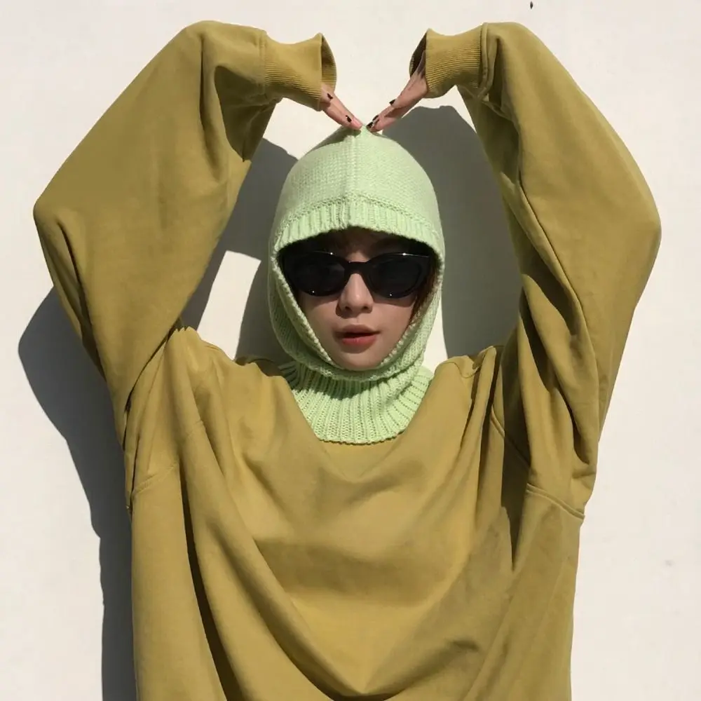 

Cartoon Warm Balaclava Hat Earmuff Soft Knitted Pullover Cap Windproof Thickened Winter Neckerchief Ski