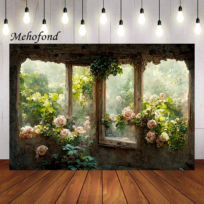 Mehofond การถ่ายภาพพื้นหลัง Retro Garden ภาพวาดทิวทัศน์ดอกไม้สาวผู้ใหญ่ศิลปะภาพตกแต่งภาพฉากหลังสตูดิโอ