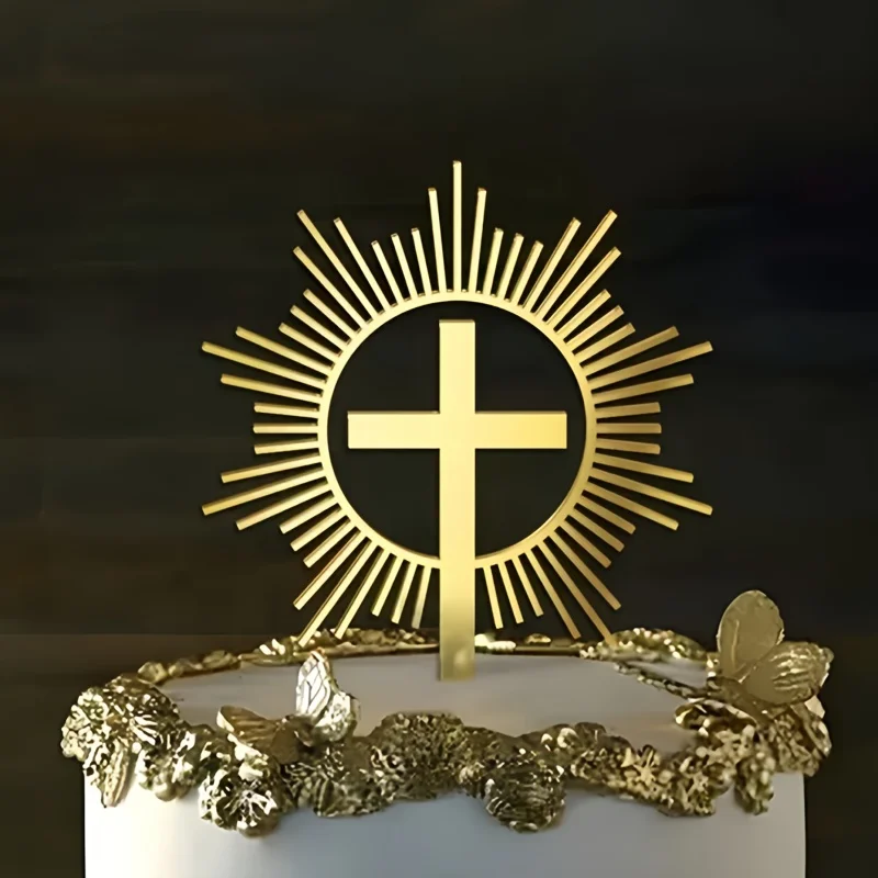 3 قطع من قطع علوية الكيك لعيد الميلاد السعيد والمناولة المقدسة - ديكور متقاطع وحروف PMMA لعيد الميلاد وعيد الميلاد والاحتفالات الدينية (E) #4