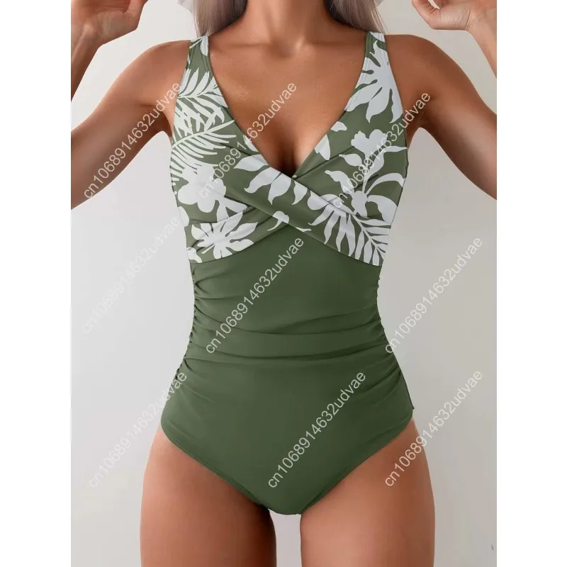 Eomenie Women's One Piece Swimsuits Tummy Control Ruched Push Up Bathing Suit Tie Back Slimming Swimwear