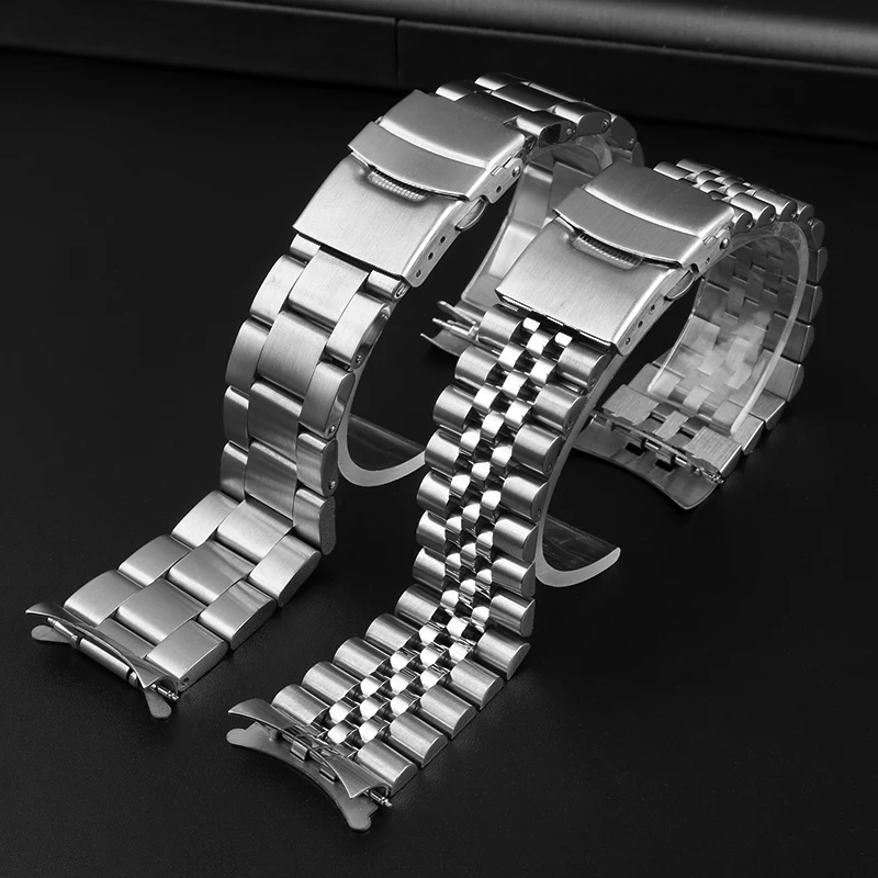 New Man's Superior Solid Stainless Steel Watchband 20mm 22mm Curved End strap Jubilee Bracelet Fit For Seiko 5 PROSPEX Watch