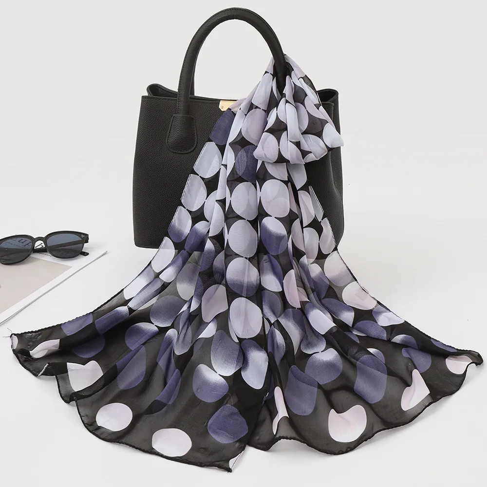 Hot Sale 50x160cm Simulation Silk dot Scarf Print Thin Soft Summer Beach Shawl Women Neck Foulard