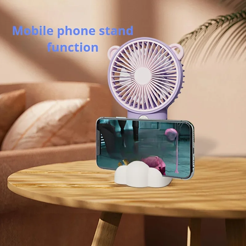 携帯電話ホルダー付きポータブル小型扇風機 USB 充電ハンドヘルドファンデスク男性と女性のオフィスに最適屋外かわいい扇風機