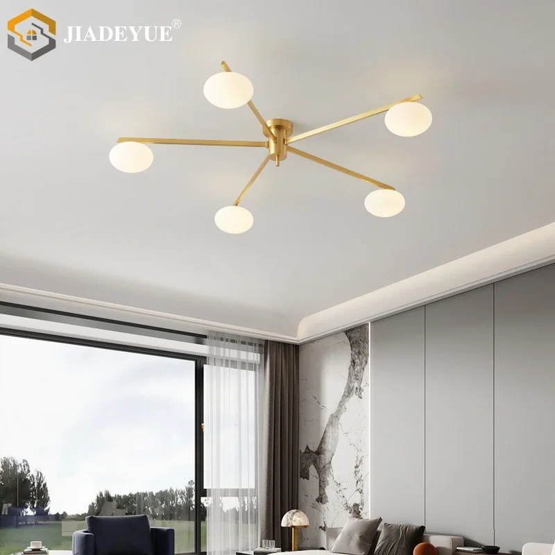 Modern minimalist bedroom ceiling light copper LED room living room light creative home ceiling