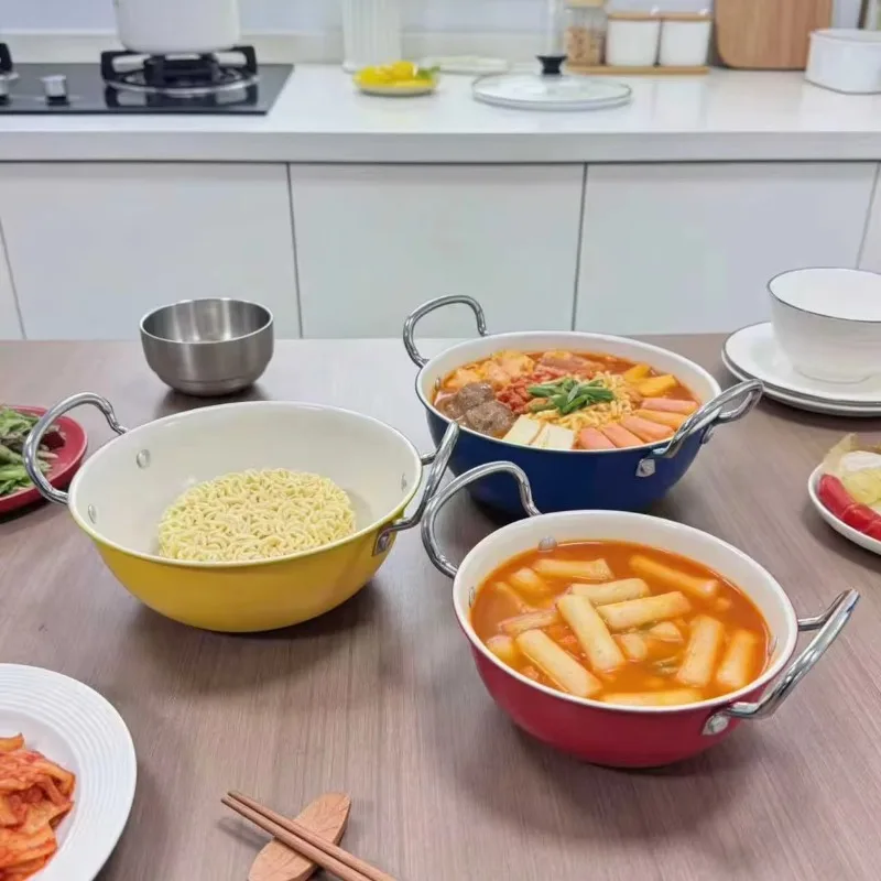 Kitchen 3-Piece Double Ear Cast Iron Pot Set 18cm/22cm/24cm Induction Compatible High Temperature Resistant Anti-Scalding