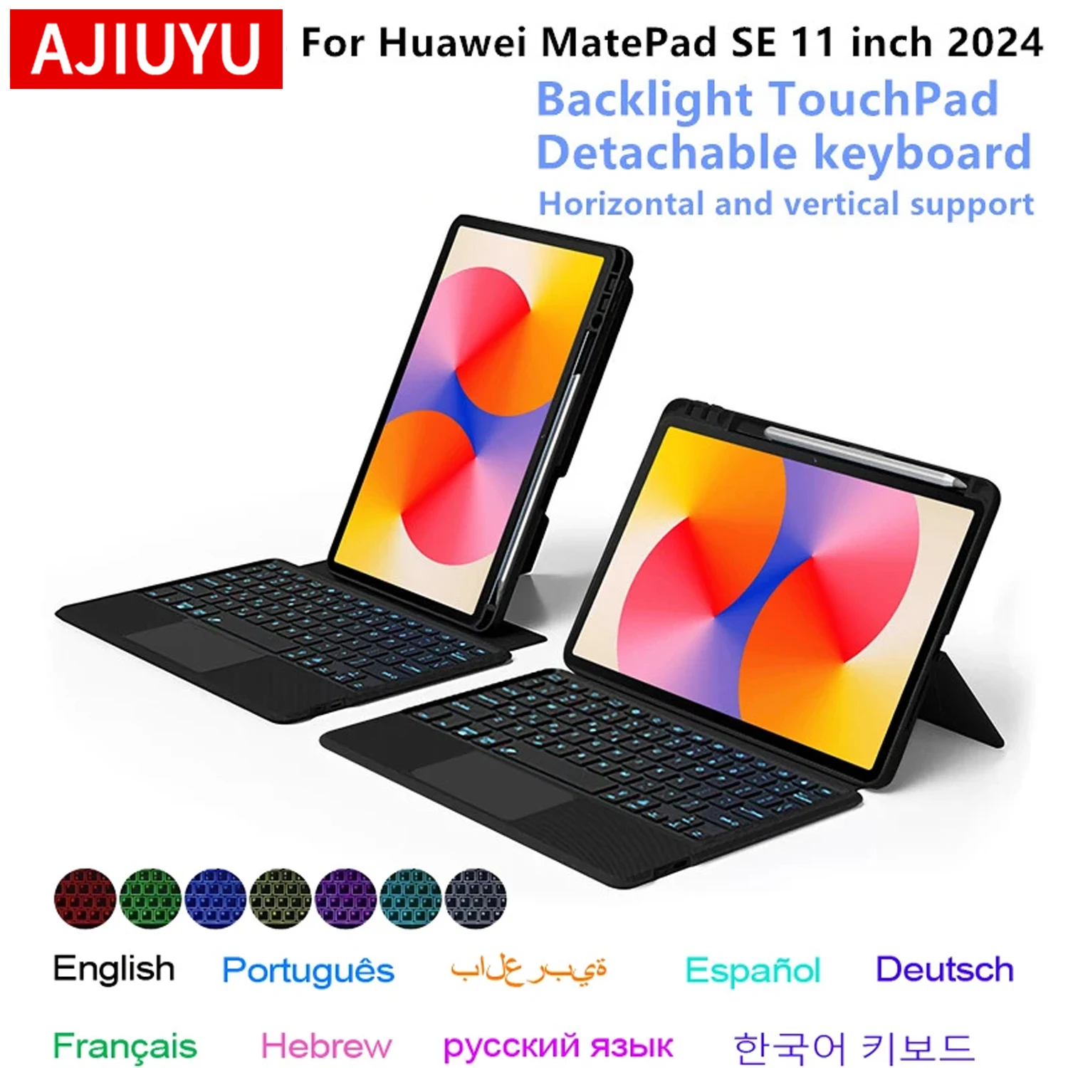 

AJIUYU Backlight Keyboard Case For Huawei MatePad SE 11 inch 2024 AGS6-W00 Tablet matepad se 11" TrackPad Magic Keyboard Cover