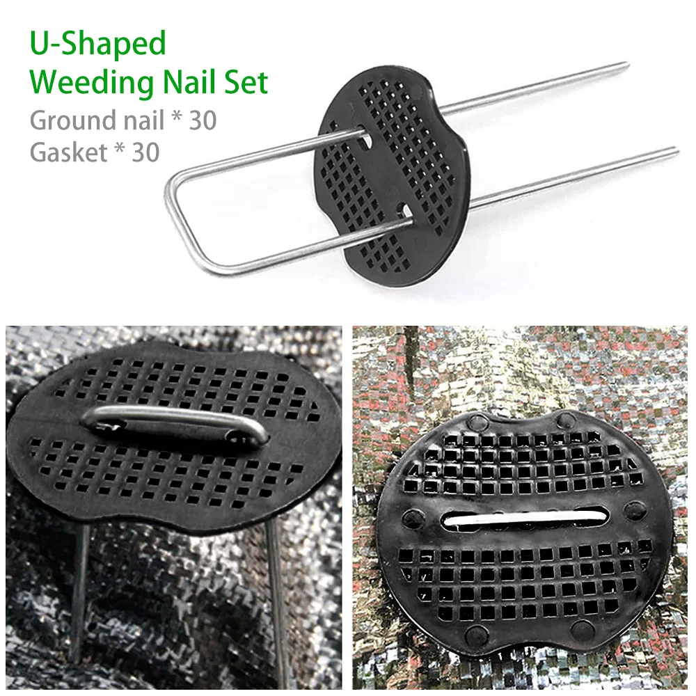 30pcs Ground Peg U-Shaped Garden Peg Heavy Duty Metal Ground Staple With Buffer Washers For Securing Weed Control Membrane