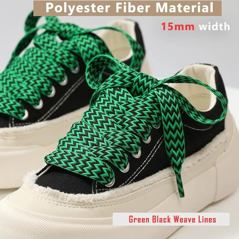 Sneaker-Schnürsenkel, 1,5 cm breit, dicke, flache Schnürsenkel für Basketball-, Tennis- und Sportschuhe, gewellte Schnürsenkel, Brotseil-Schnürsenkel. – Detail 18