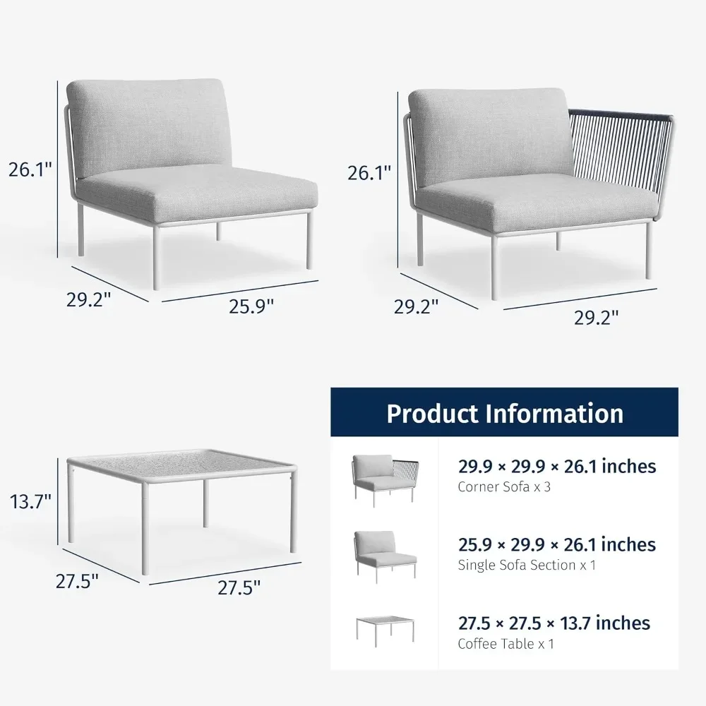 5-Piece Montauk Modular Patio Furniture Set, Outdoor Sectional Sofa with Cushion Conversation Set for Garden, Backyard and Porch