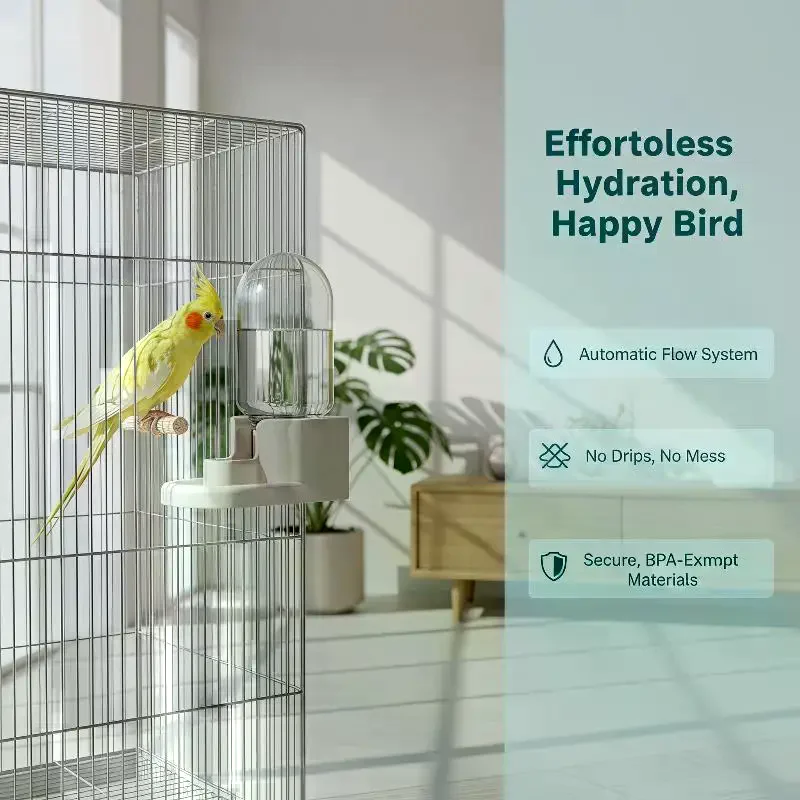 Automatic Bird Water Feeder Drinker Hygienic Dust Proof Bird Cage Accessory for Parrot Breeding Period Pet Bird Care