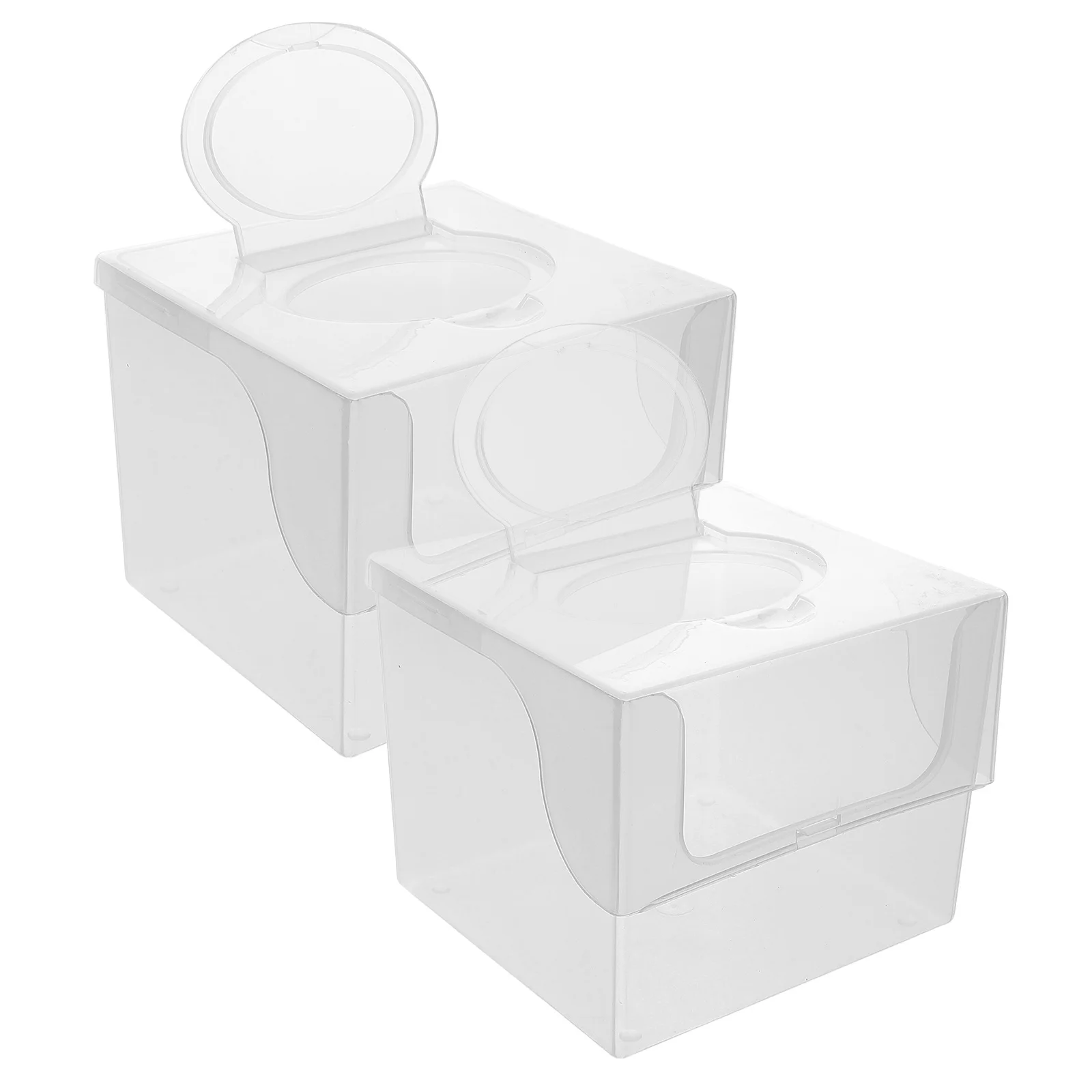 2Pcs Transparent Wet Tissues Box for Children Face Washing Towels Easy Pullout Design Refillable Storage Case Compact Wipe
