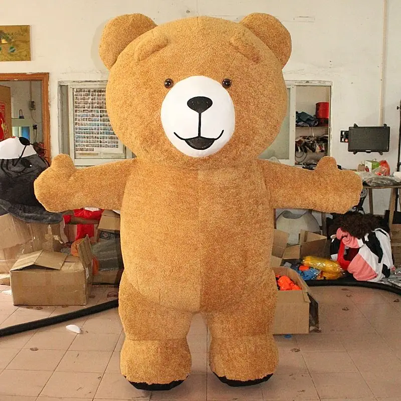 Giant Inflatable Fur Teddy Bear And Brown Bear Costume Adult Full Walking Mascot Suit Cosplay Fancy Dress Party