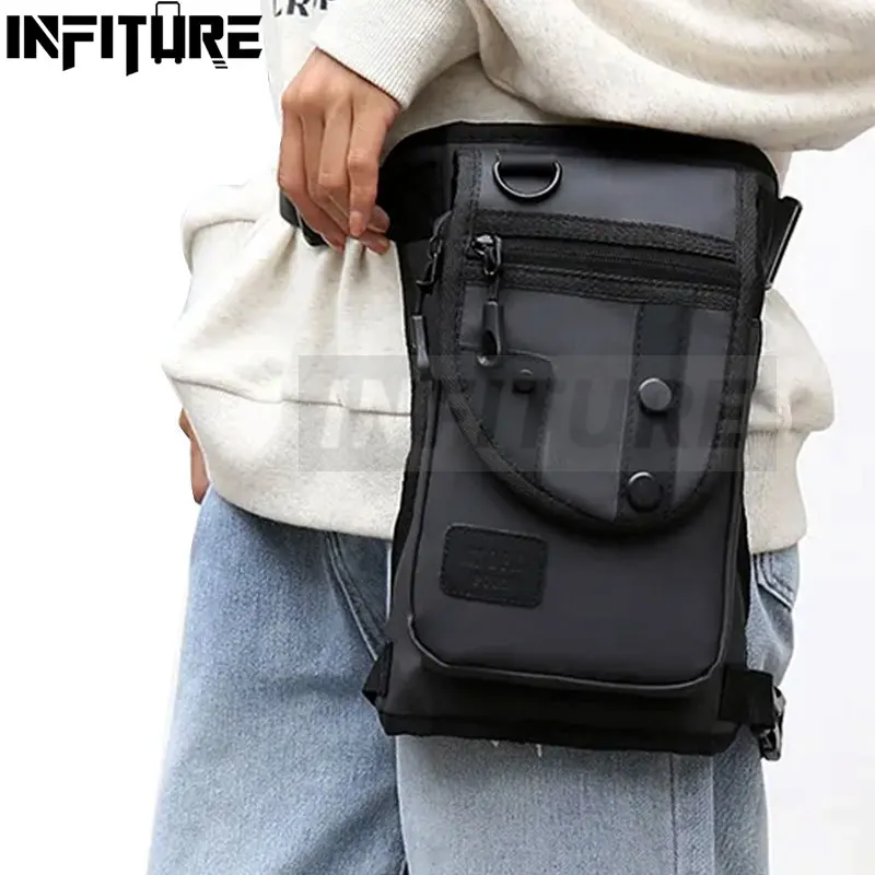 

Men Nylon Waist Fanny Pack Drop Leg Thigh Bag Motorcycle Rider Nylon Military/Assault Male Cross Body Hip Belt Bum Bags