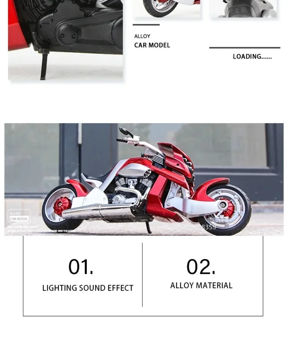 Maßstab 1:12 R3 V-REX Motorrad Modell Spielzeugauto Metallgehäuse Gummireifen Verknüpfung Lenkmotor Modelle Kinder Hobby Spielzeug – Detail 11