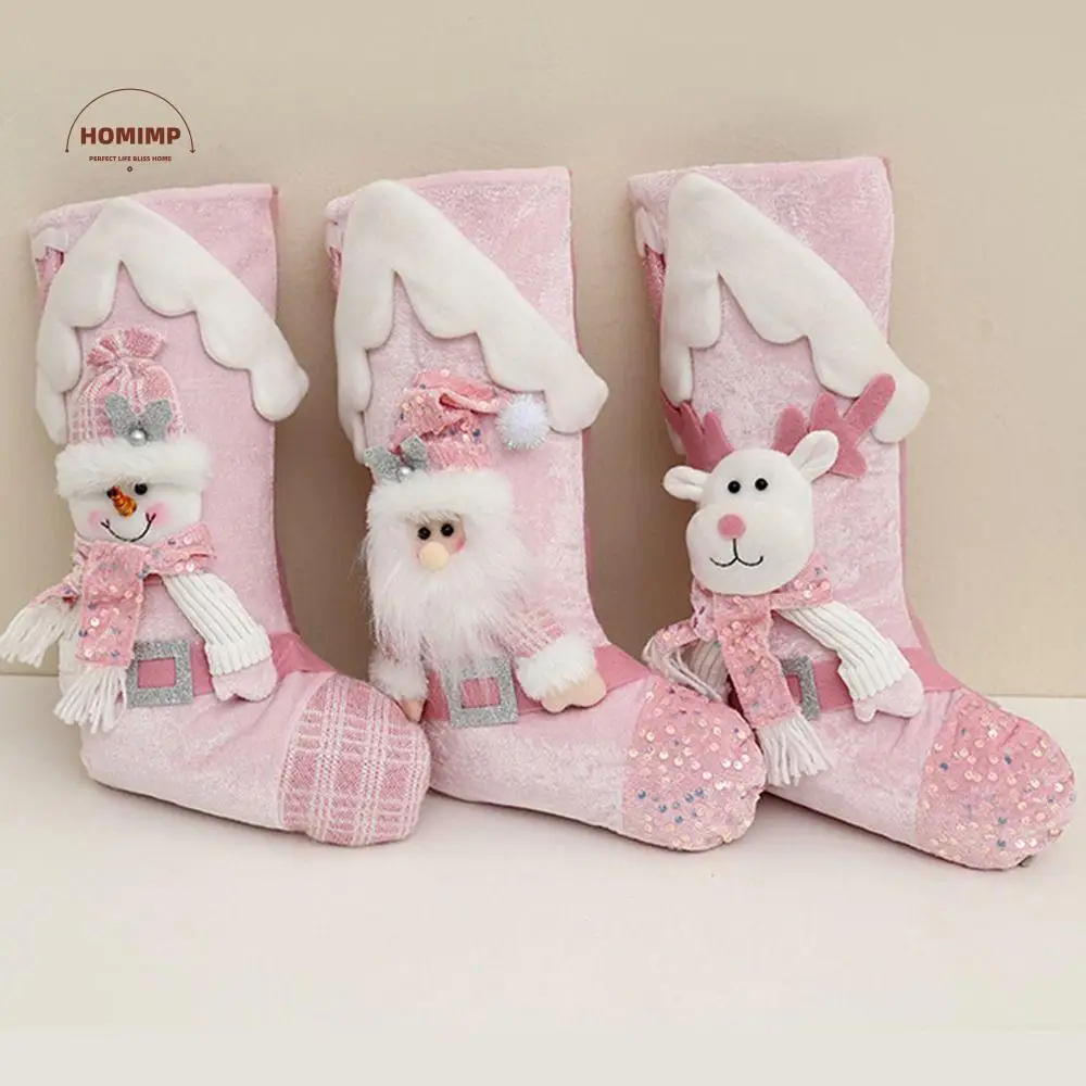 

Large Capacity New Year's Eve Decorations Santa Doll Design Elk Christmas Tree Pendants Cartoon Snowman Christmas Socks Home