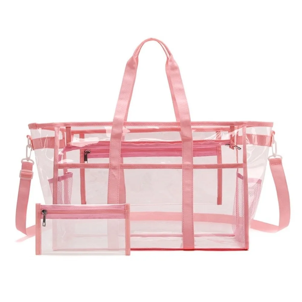 

Large Capacity Transparent Crossbody Bag Waterproof Lightweight Toiletries Handbag PVC Oversized Washing Storage Bag Women Use