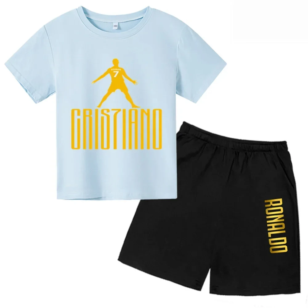 3D kids T-shirt Summer CR7 Star Print Top/Shorts  Boys/Girls Preschool 3-13Y Birthday Gift Sunshine Casual Round Neck Sports Set