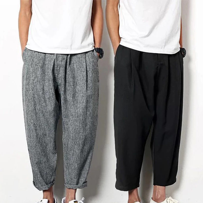 

Summer Chinese Style Pants Cropped Pants Loose Fitting Harlan Radish Wide Leg Trend Men's Casual Wear