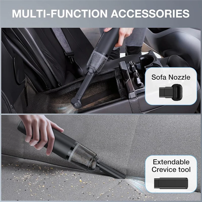 B07B-For Car Handheld Cordless Vacuum Cleaner 13000 PA Suction Power, Portable Mini Vacuum For Car Home Office And Pet Hair Blac