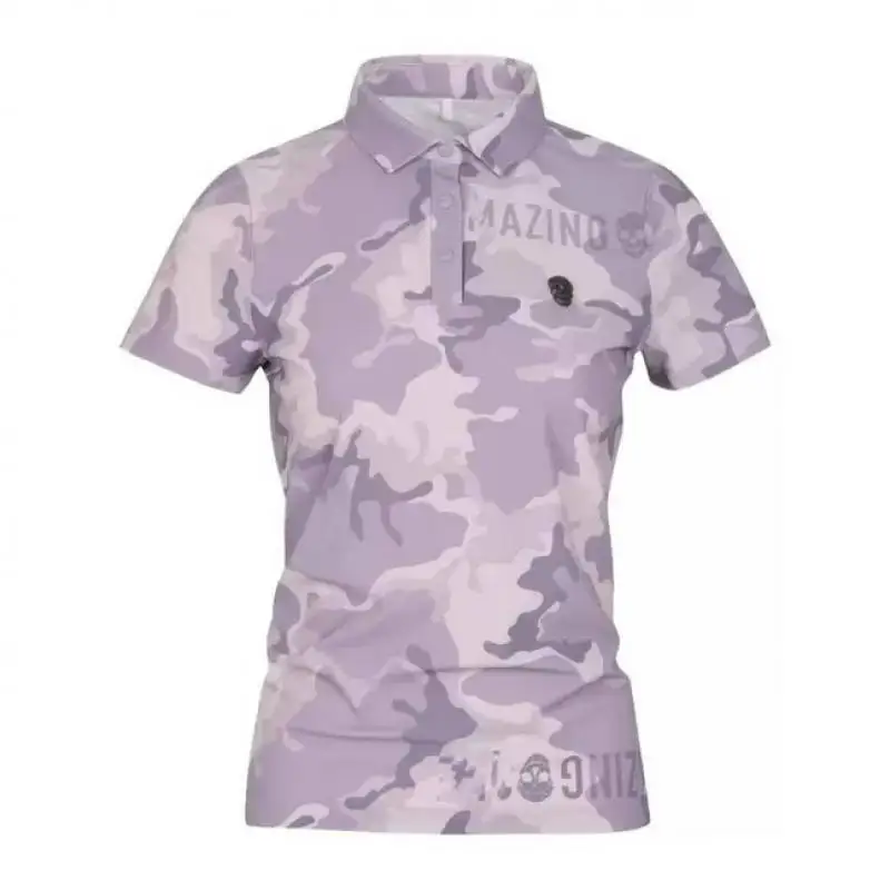 2026 New Golf Clothes Women's Short Sleeved Sports Skull Logo Golf Top Lady Breathable Slimming Golf Shirt