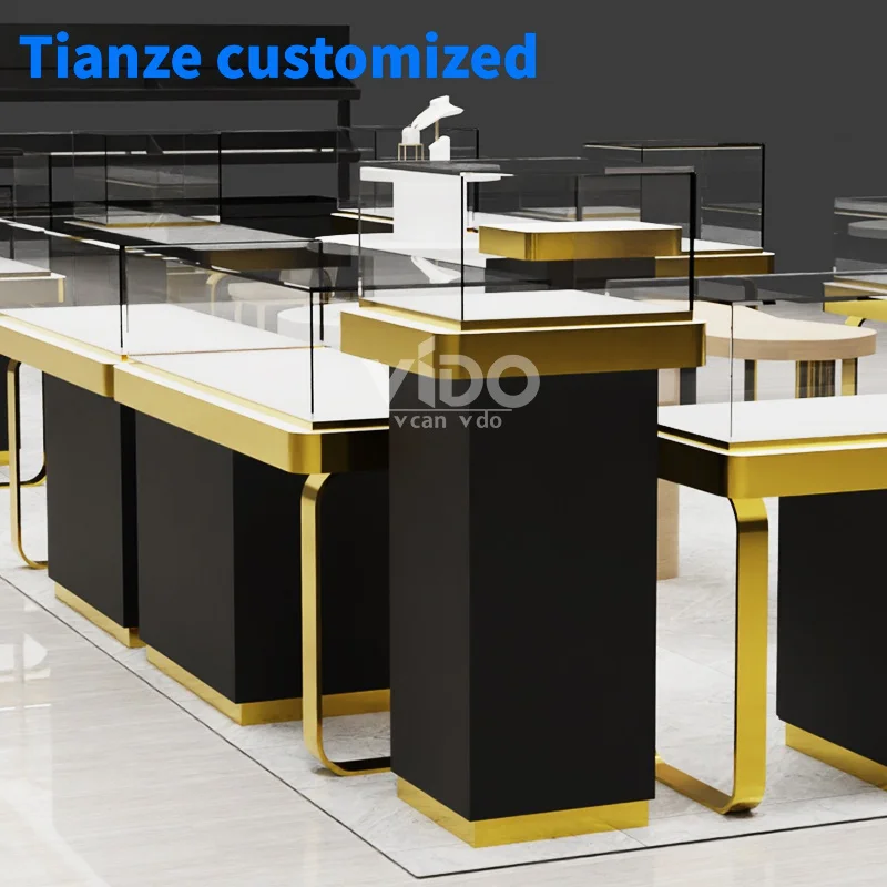 

[Customized] fashion luxury mall furniture display jewelry shopping mall showcase kiosk with custom design jewelry cabinet