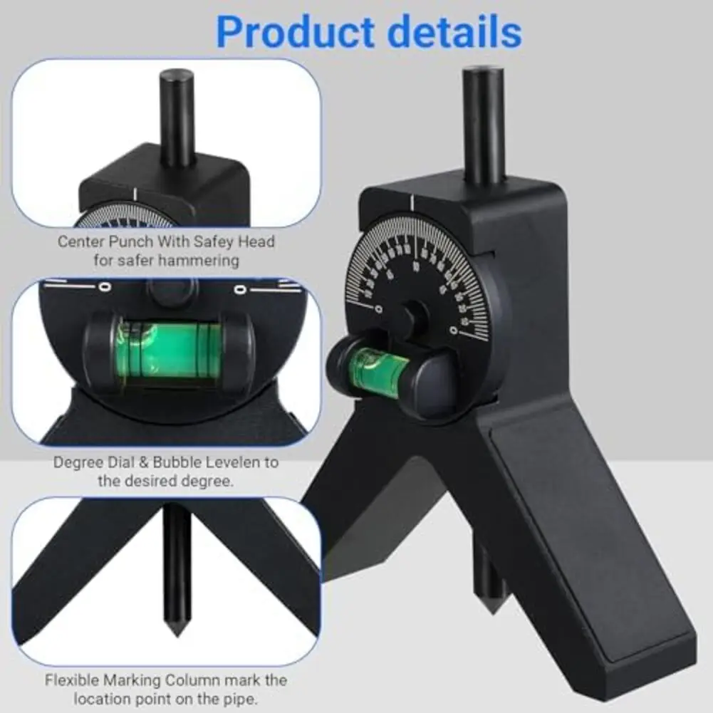 Centering Head Adjustable Scale And Bubble Level For Pipe Center Finder Pipefitter Alignment Work