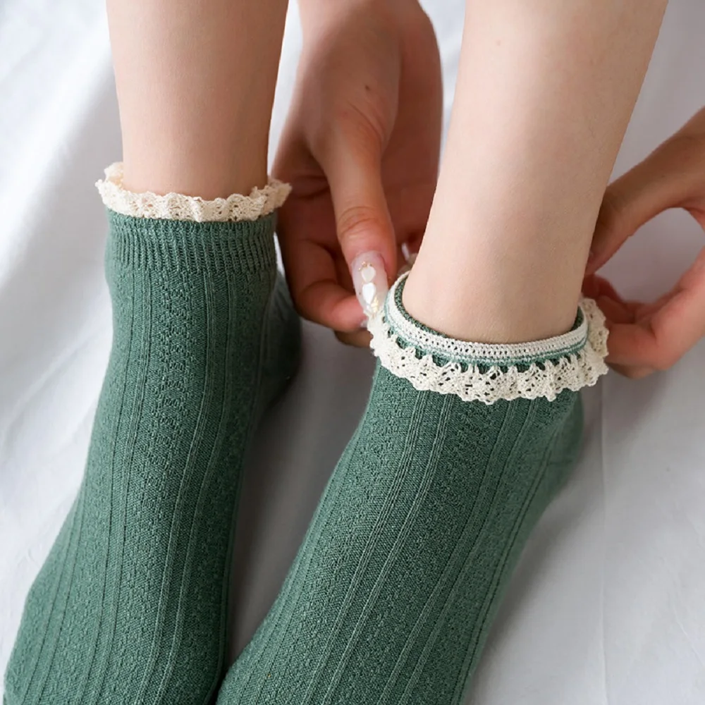 Kaus Kaki Wanita Ruffles Manis Lucu Pakaian Jalanan Anak Perempuan Putri Lolita Baru Kaus Kaki Renda Kaus Kaki Katun