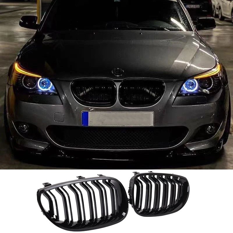E60 E61 Glänzend Schwarz Frontgrill Für BMW 5er E60 E61 M5 520I 535I 550I 2003-2010 Limousine Auto Front Nieren Grill – Detail 5