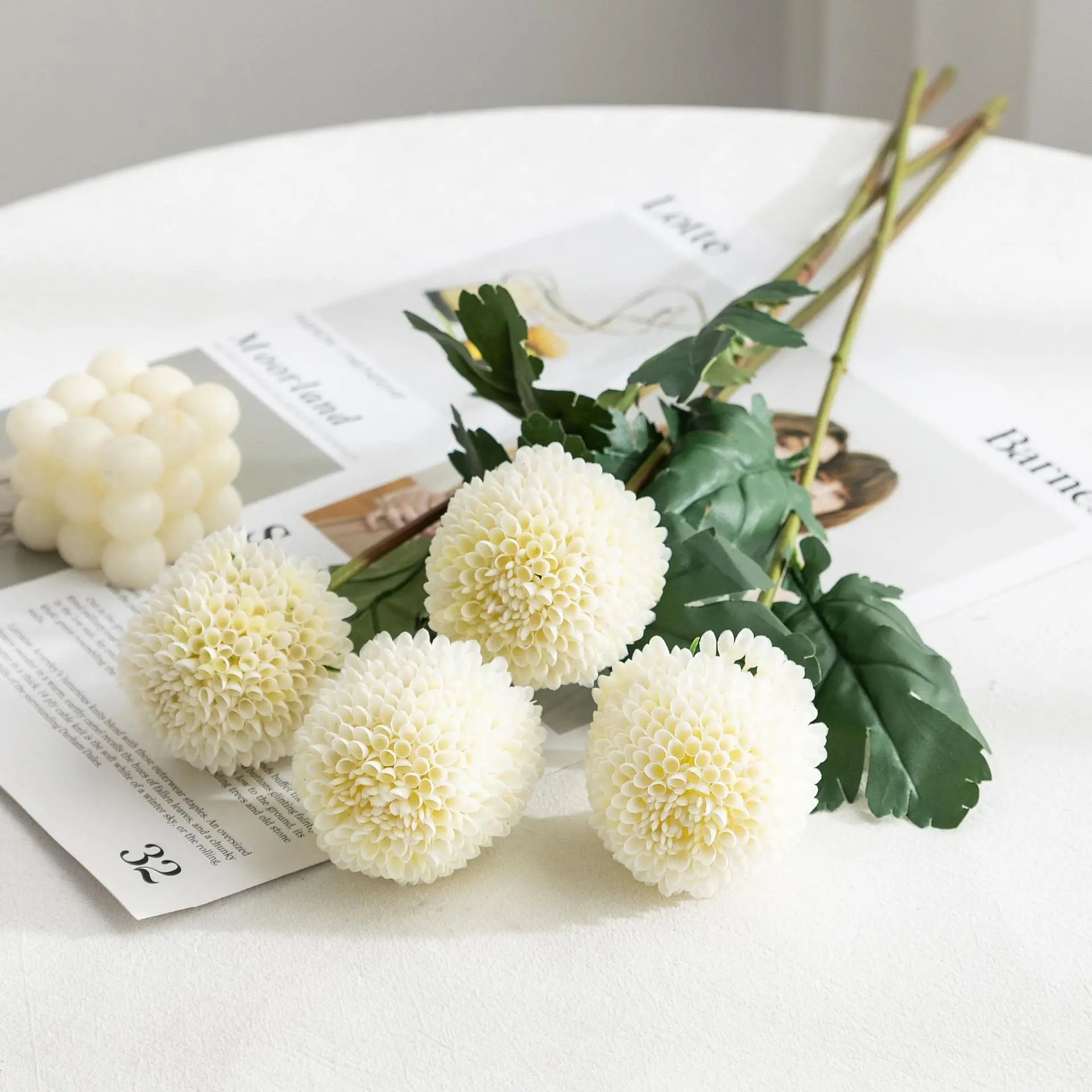 Einzelner Stiel Realistische Künstliche Allium-Kugel Gefälschte Chrysanthemenblume für Hochzeitssträuße Heim Garten Büro Dekoration Zubehör – Detail 11