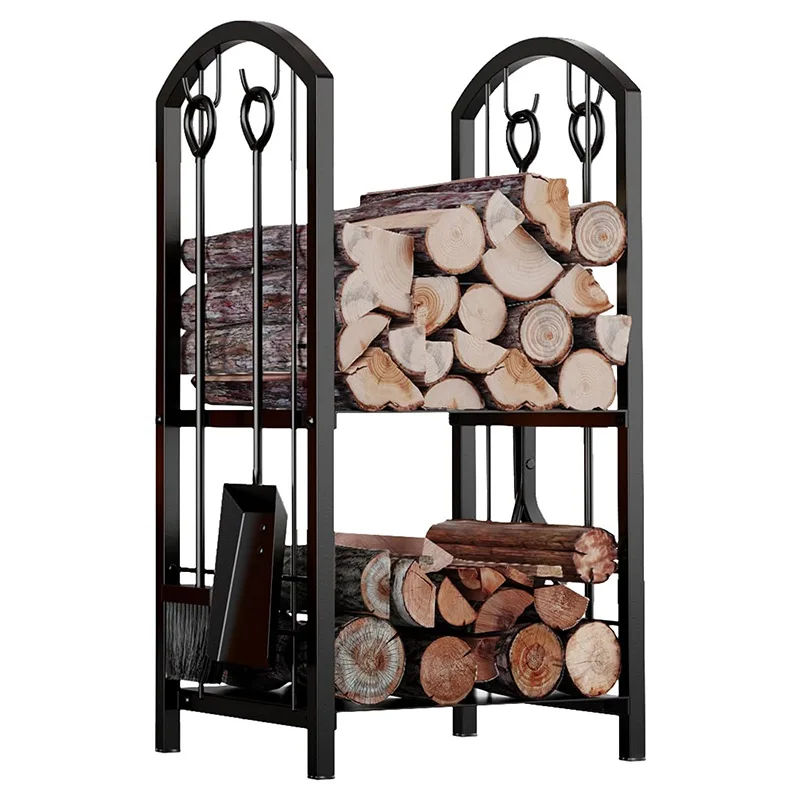 Fireplace Firewood Log Rack Storage Log Rack with Tool Set Fireplace Rack Storage Stacking
