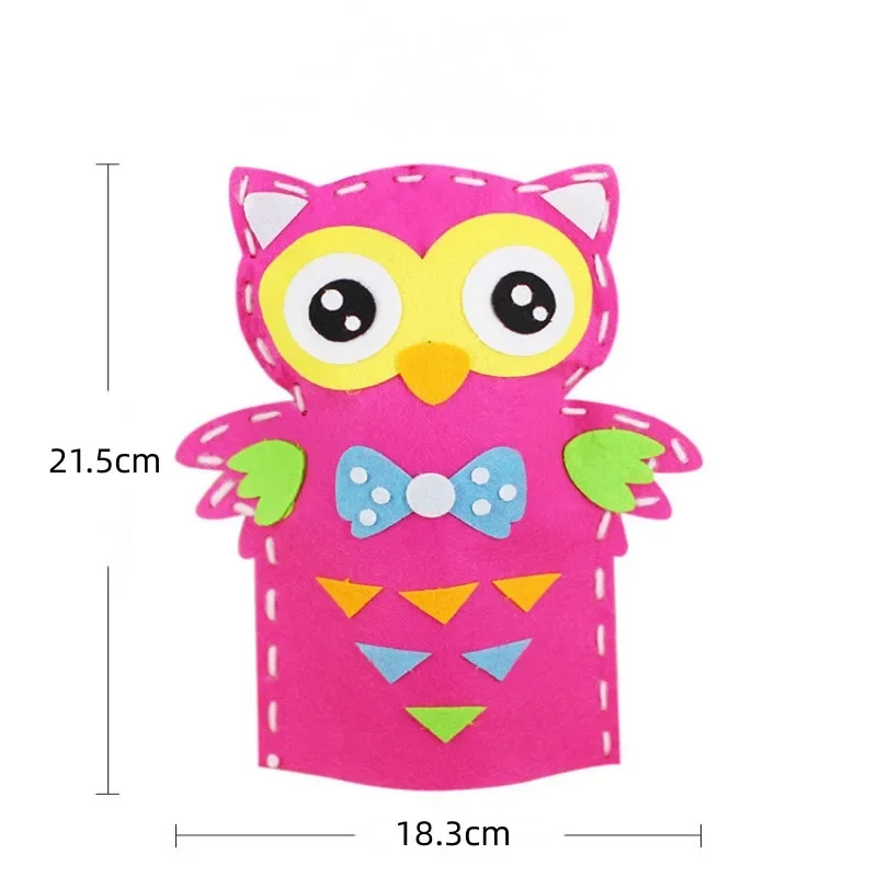 Kids Cartoon DIY Hand Puppet Craft Toys Kindergarten Educational Non-Woven Handmade Paste Material Sewing Kit Children Xmas Gift