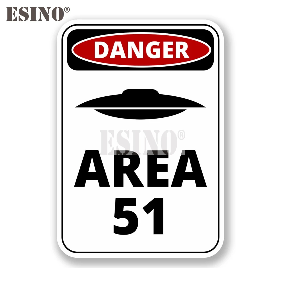 Creative Warning Danger UFO Area 51 Alien Cartoon PVC Decal Waterproof Car Body Sticker Pattern Vinyl