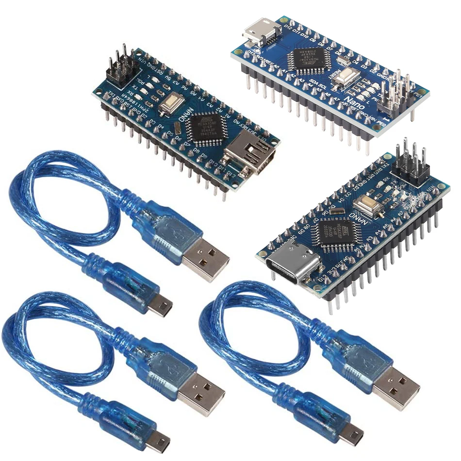 for Arduino Mini Nano V3.0 ATmega328P 5V 16M Micro Controller Board Module with 3pcs USB Cable for Arduino IDE