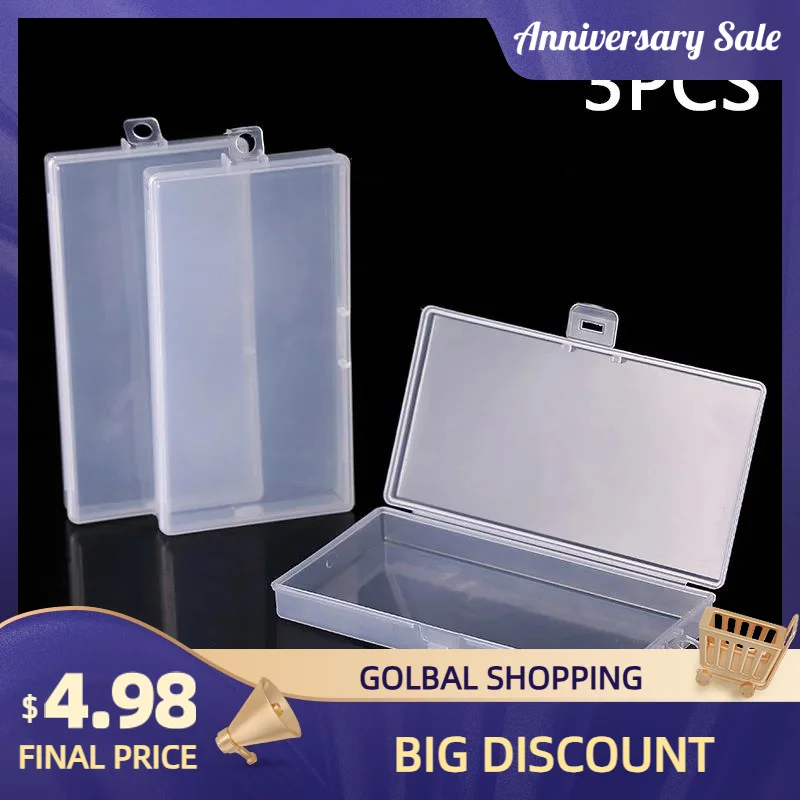 1/3pcs Transparent PP Plastic Storage Box Organizer Rectangle Storage Box For Jewelry Tools Parts Screw Holder Case Organizer