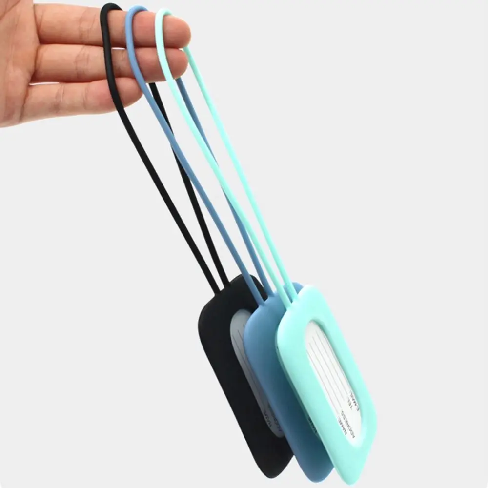 

Portable Silicone Luggage Tag Anti-lost with Lanyard Boarding Pass Tag Soft Name Phone Address Label Travel