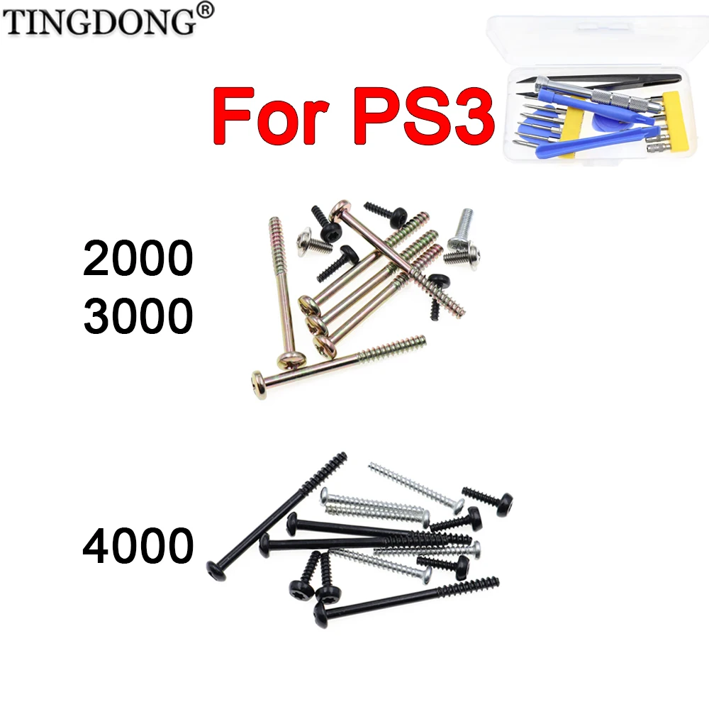 Komplettes Set schwarzer Kunststoffschrauben für PS3 Slim 2000 3000 4000 Konsole, Schraubenset, Schraubenkit, Reparaturteile