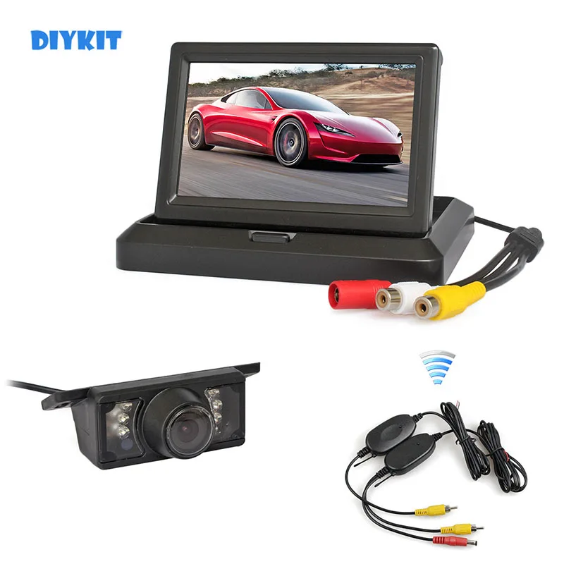 

DIYKIT Wireless 800 x 480 5inch Foldabel Car Monitor Waterproof IR Night Vision Backup Reverse Camera Car Rear View Camera