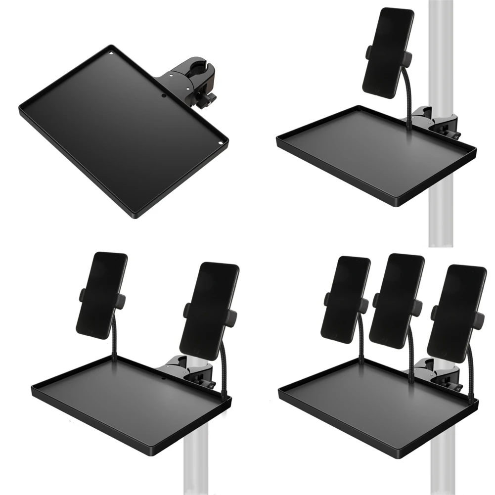 Sound Card Tray With Mobile Ph Clip For Microph Stand Live Tripod Bracket