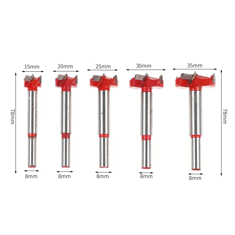 5pc Forstner Tips Hinge Boring Drill Bit Set for Carpentry Wood Window Hole Cutter Auger Wooden Drilling Dia 15 20 25 30 35mm